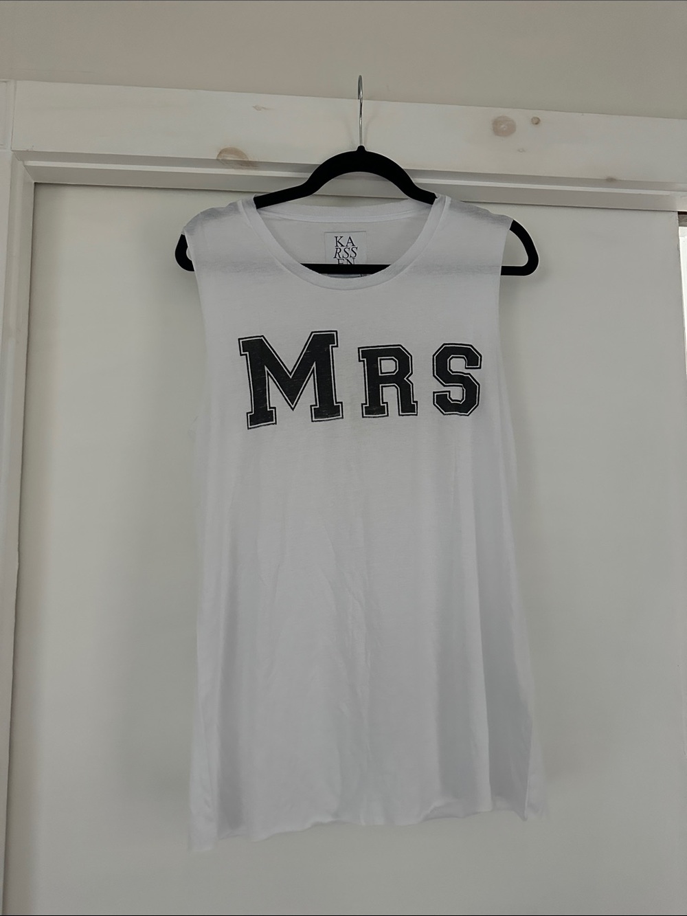 Zoe Karssen White MRS wedding  Tank with Black Trim NWT sz L